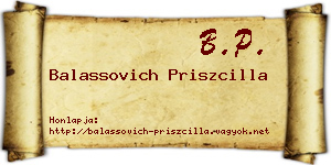Balassovich Priszcilla névjegykártya
